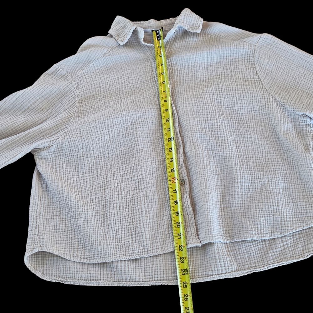 Italian Made Gauze Cotton Blouse Baggy Shirt Natural Neutral Beige One Size L - Picture 11 of 15